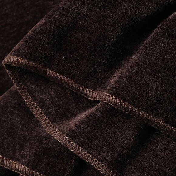 Coffee Brown Women's Elastic Waist Velvetish ruffled Hem Long Pants - Picture 7 of 7